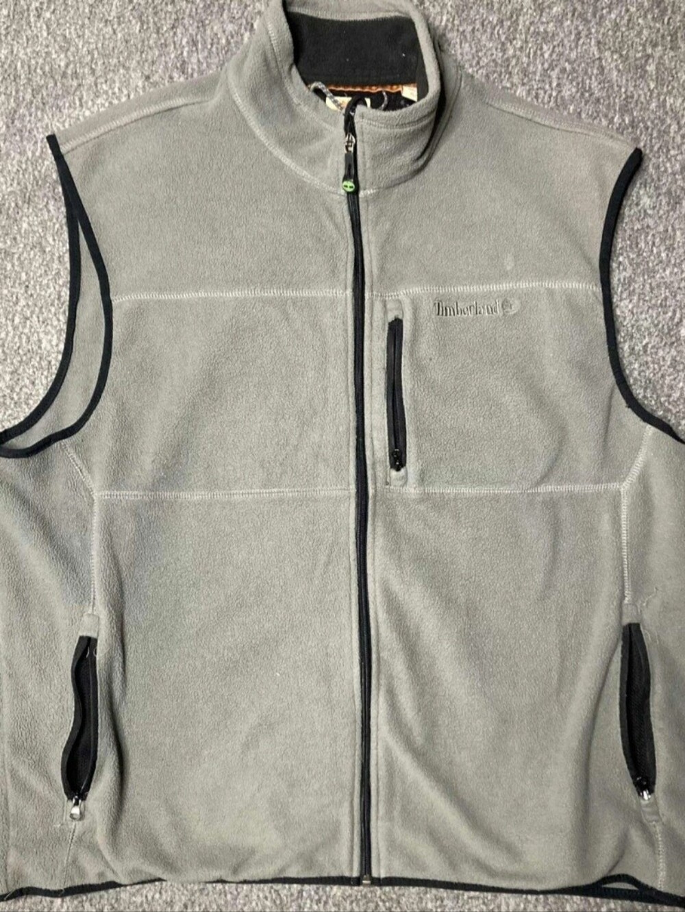 Timberland Mens Full Zip Fleece Vest Gray Size XL Gorpcore Outdoor Gilet
